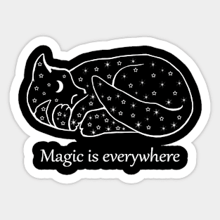 Magic Is Everywhere Moon And Stars Cat Sticker